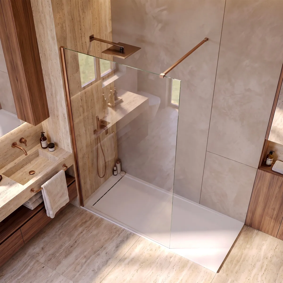 Pareti Doccia Walk-in 100 cm h200 vetro 8mm anticalcare...
