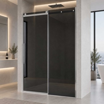 EUCLIDE 8 mm H195 cm Rauchglas-Schiebetür mit Kalkschutz