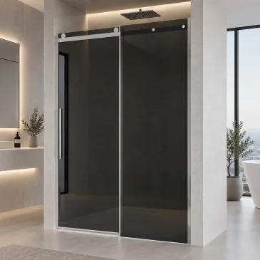 Porte de douche en verre fumé anticalcaire Euclide de 8 mm