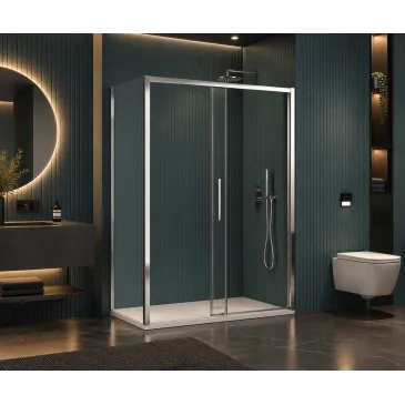 Cabine de douche double face Lagoa avec quelques profilés, h195, 6 mm anticalcaire