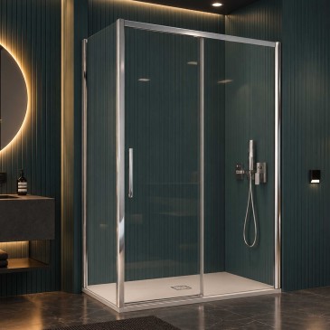 Cabine de douche LAGOA DUO avec deux portes coulissantes, verre de 6 mm d'épaisseur, 195 mm de large, anticalcaire.