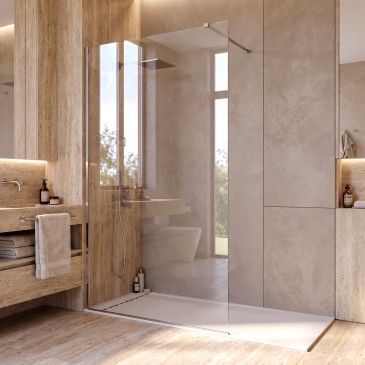 ISIDE 70 cm hohe, begehbare Dusche mit 8 mm starkem, transparentem Antikalkglas