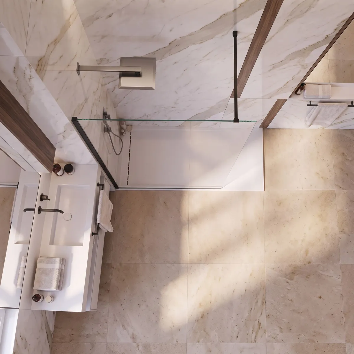Pareti Doccia Walk-in 70 cm h200 vetro 8mm anticalcare...