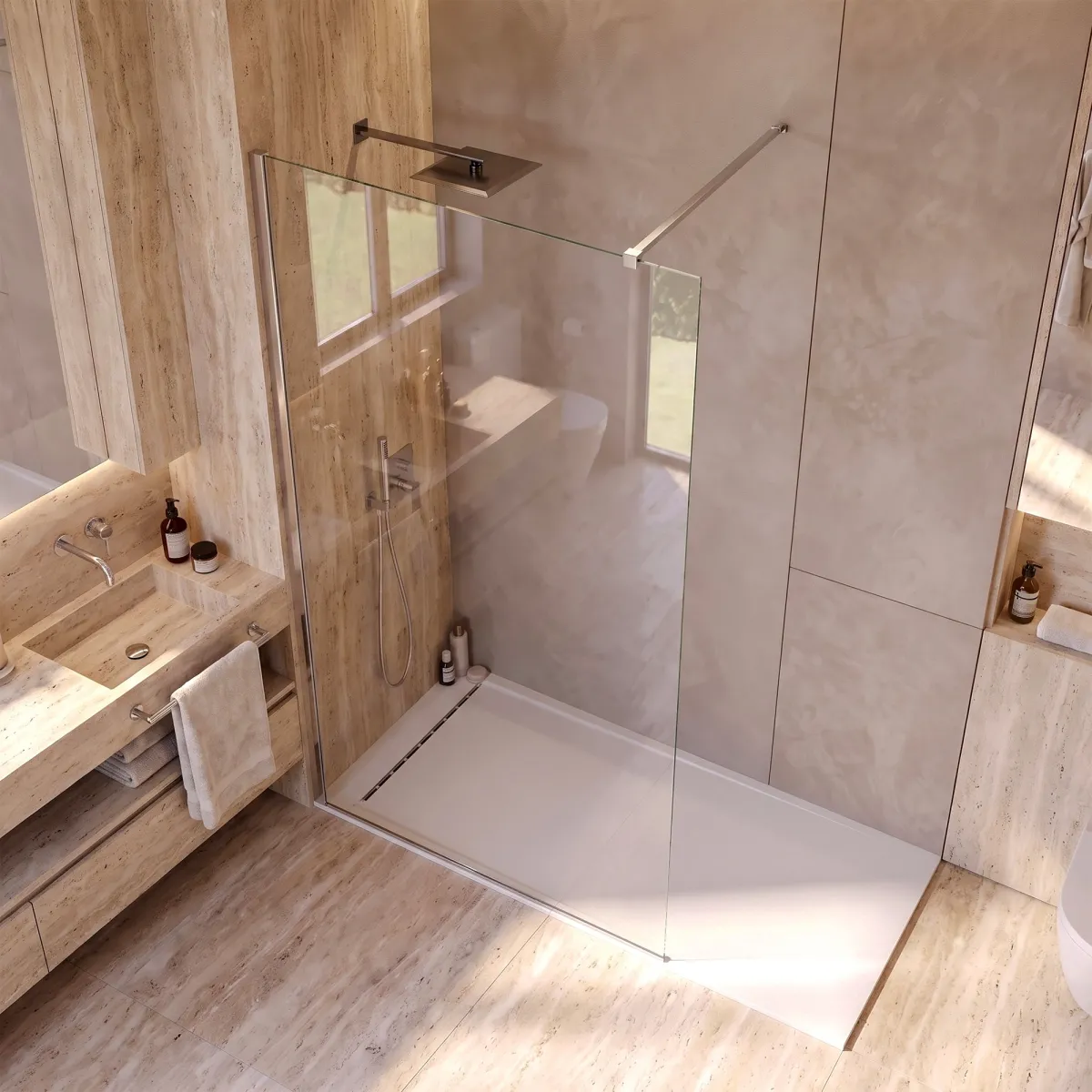 Pareti Doccia Walk-in 100 cm h200 vetro 8mm anticalcare...