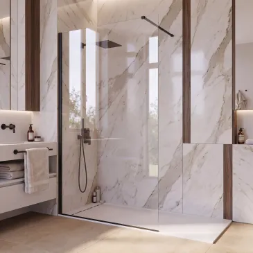 ISIDE 140 cm x 200 cm begehbare Dusche mit 8 mm Antikalkglas.