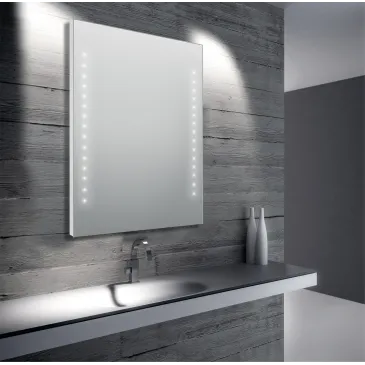 Miroir de salle de bain 60 x 80 cm (L x H) avec éclairage LED