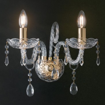 Applique murale K9 2XE14 en verre et cristal