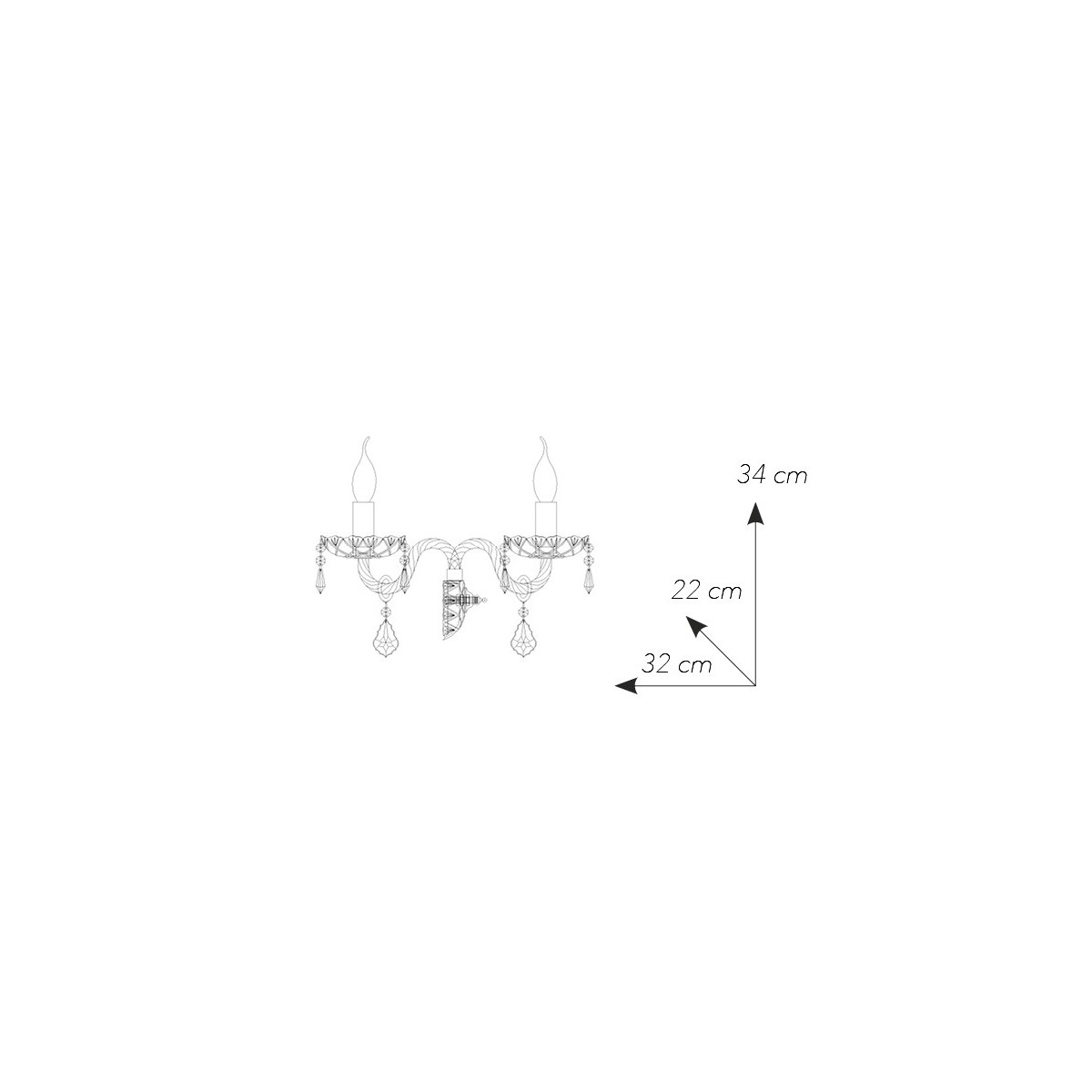 Applique Incanto en Verre Cristal avec Finitions Chrome...