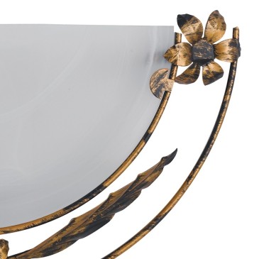 Diffusore in Vetro Alabastro con Cornice in Metallo Decorata a Fiori Linea Riccio Fan Europe