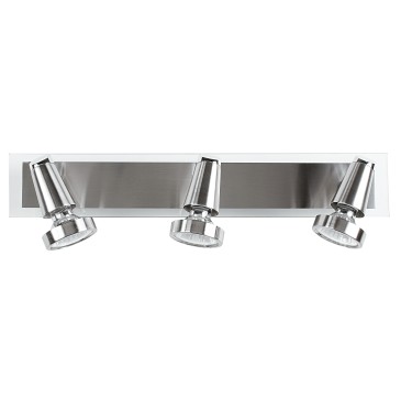 Faretto Spot Triplo Cromato Cornice Nichel | Mondialshop