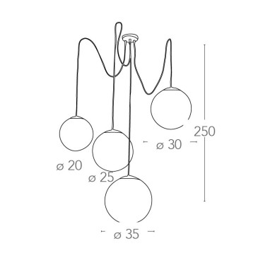 Lampadario Venere 4 luci Sferiche in Vetro Bianco con Struttura Cromo FanEurope