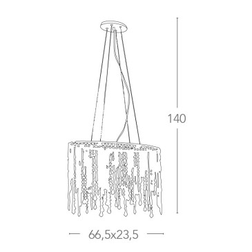 Lampadario Breeze in Metallo Cromato Illuminato da Pendenti Cristalli FanEurope
