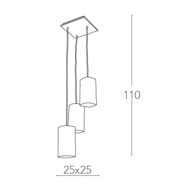 Lampadario Square 3 luci in Metallo con Paralumi Squadrati in Vetro Bianco FanEurope