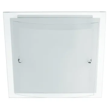I-061228-1 - Plafoniera Quadrata Doppio Vetro Bianco Satinato Bordo Trasparente Moderna E27