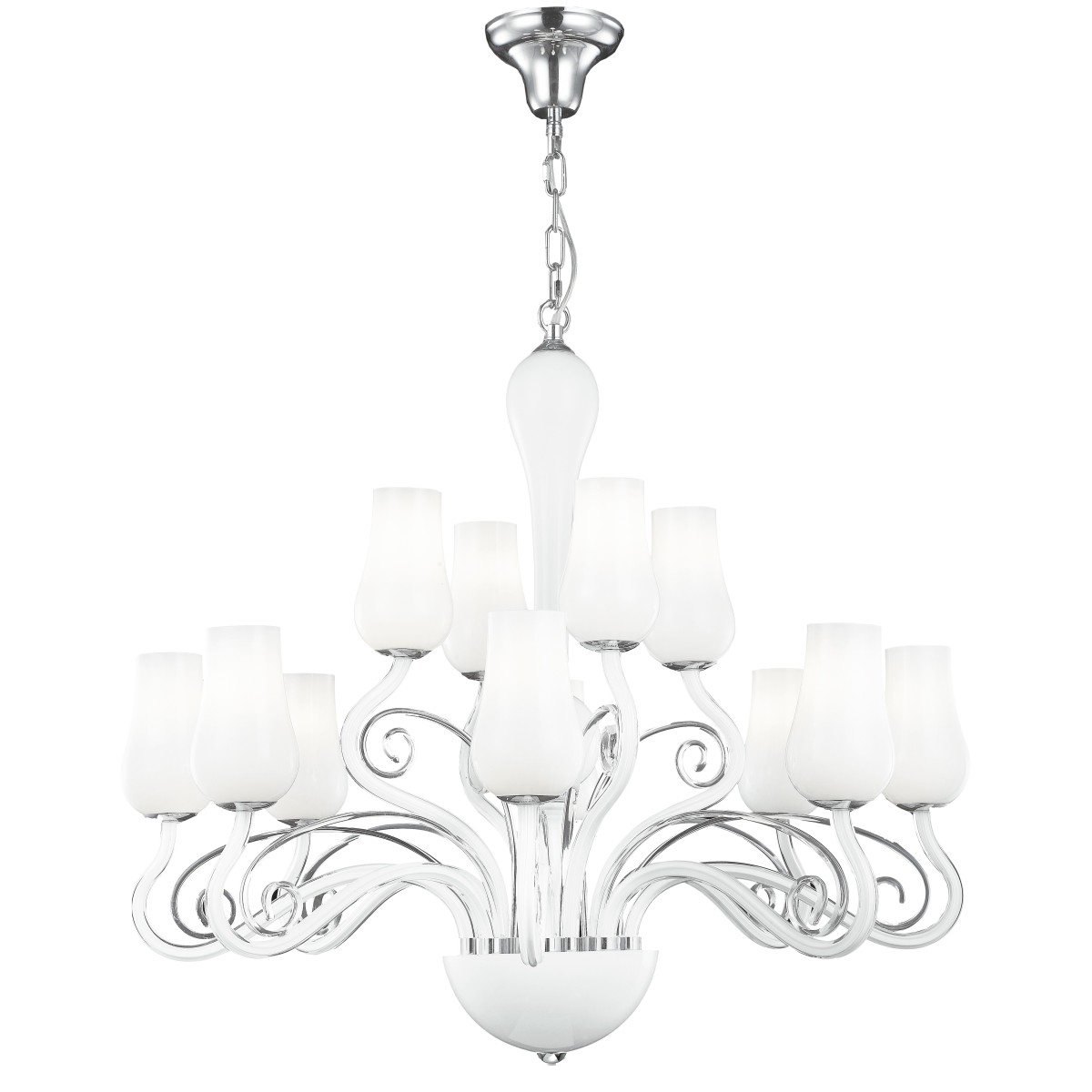 I-ANGEL / 12 - Lustre en verre transparent soufflé blanc...