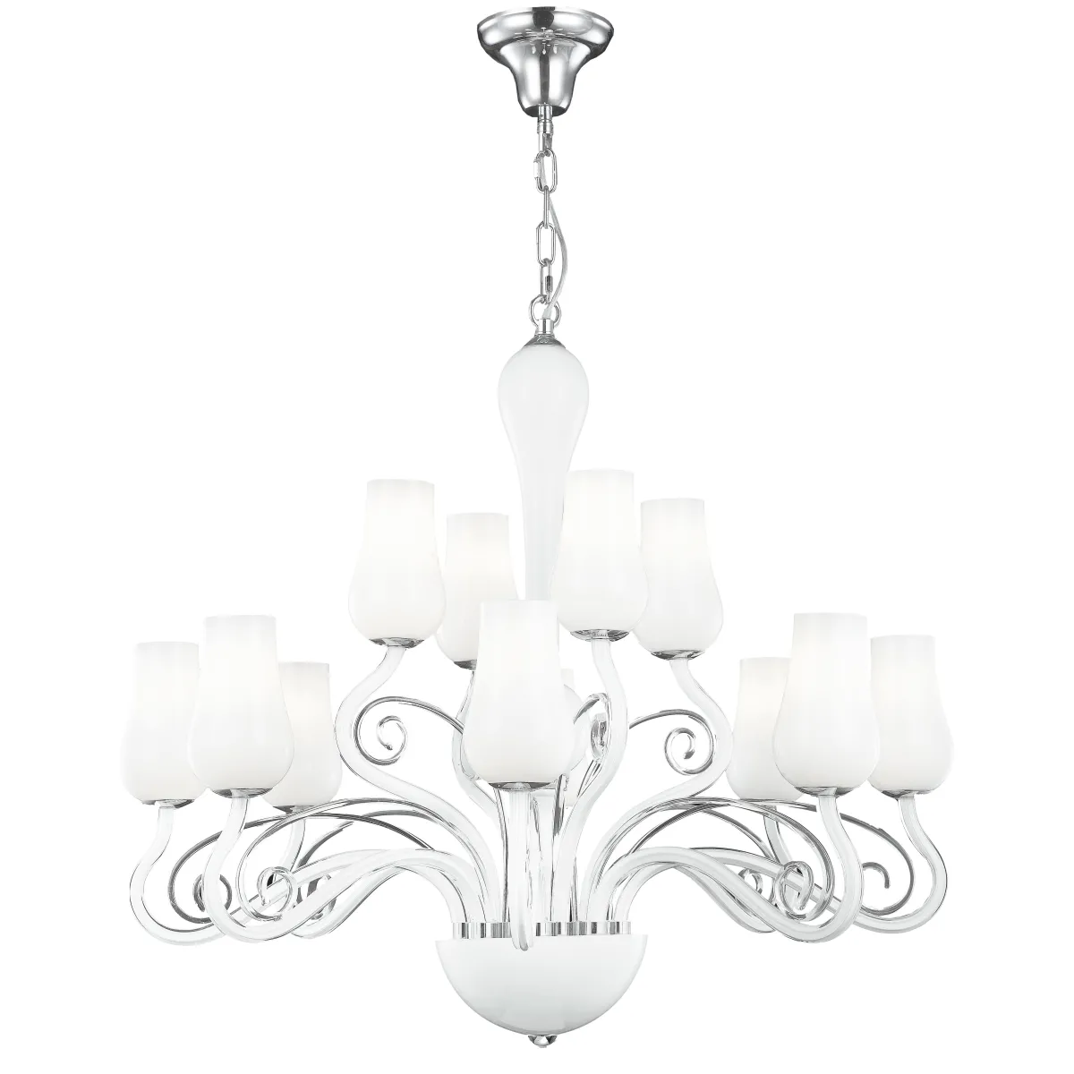 I-ANGEL / 12 - Lustre en verre transparent soufflé blanc...