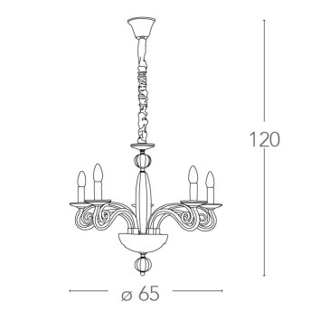 Lustre en cristal à 5 lumières Epoque avec finitions Gold FanEurope