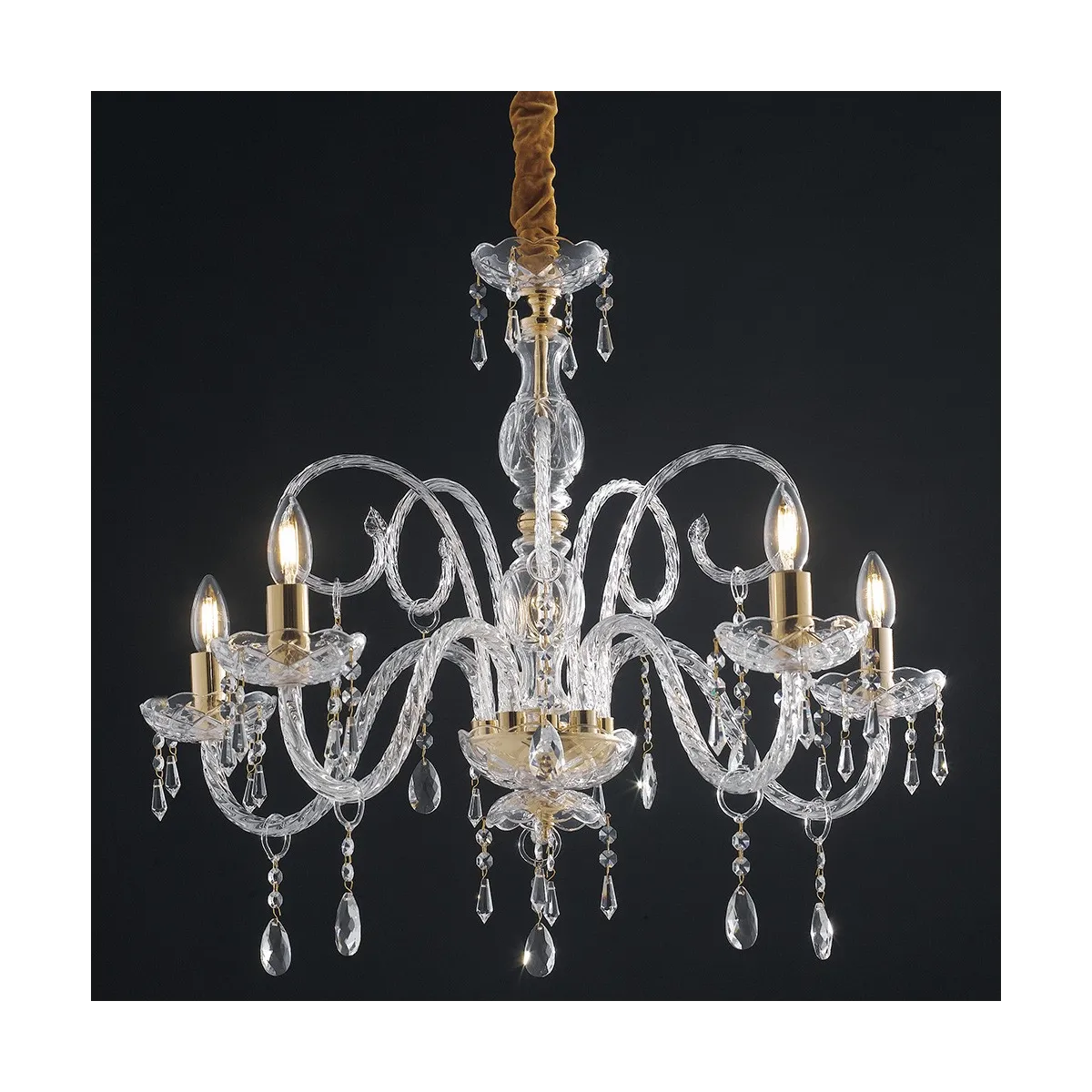 I-MONALISA / 5 - Lustre Baroque Finition Dorée Gouttes de...