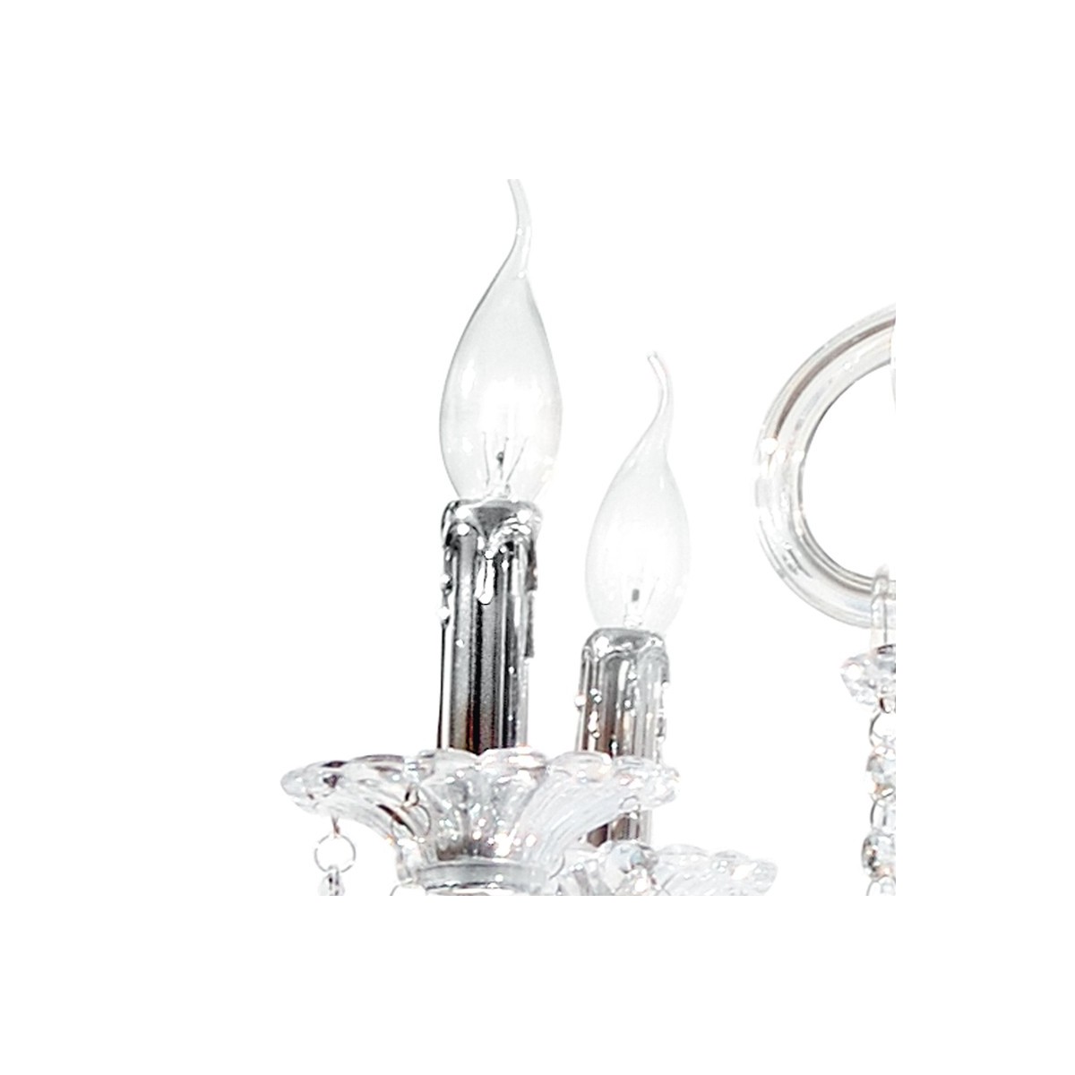 Lustre en verre à 8 lumières avec pendentifs en cristal...