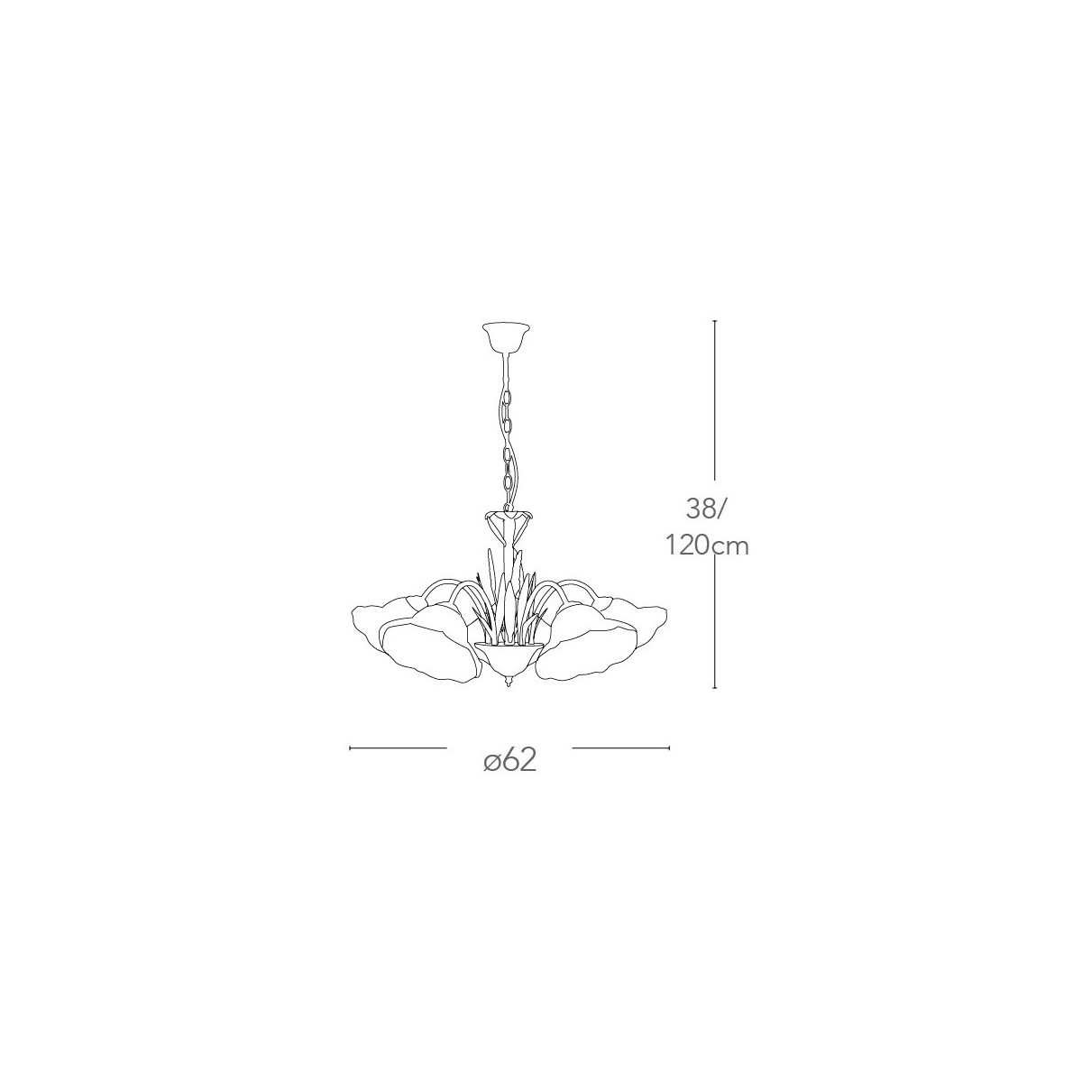 Lampadario Byron con Sospensione a Catena in Metallo con...