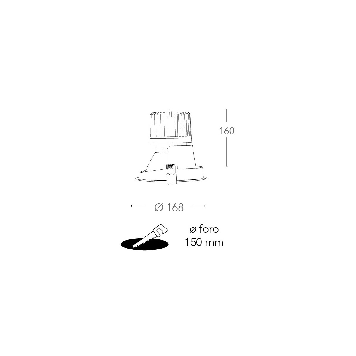 Spot encastrable rond Elite 16,8 cm en aluminium blanc...