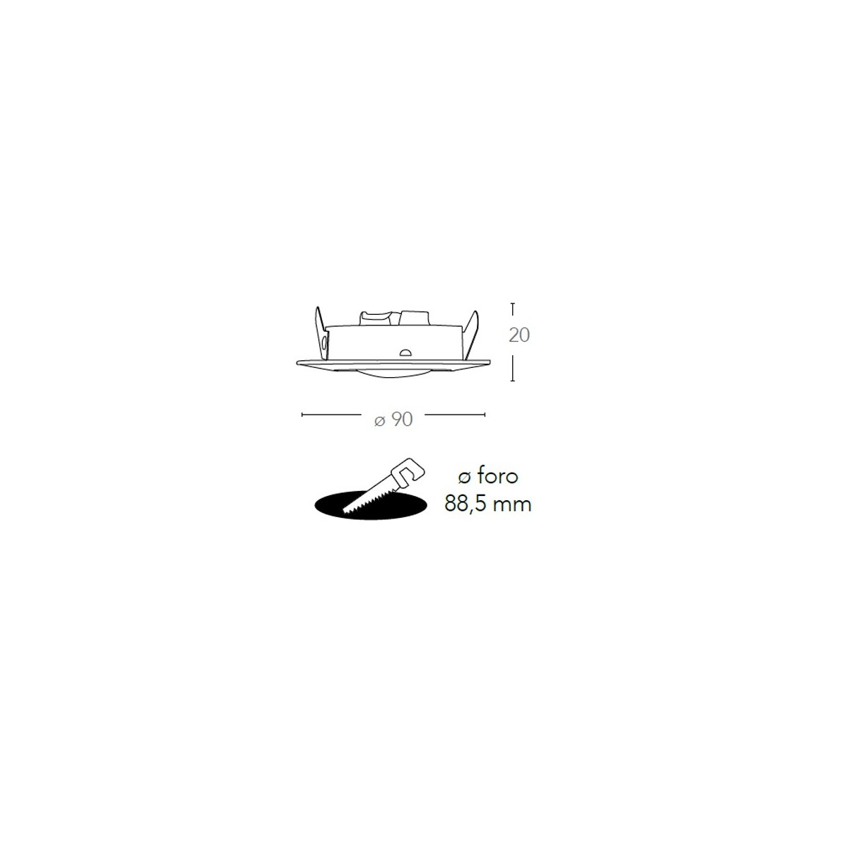 Spot encastrable Zenit Round 9 cm en Polycarbonate Blanc...