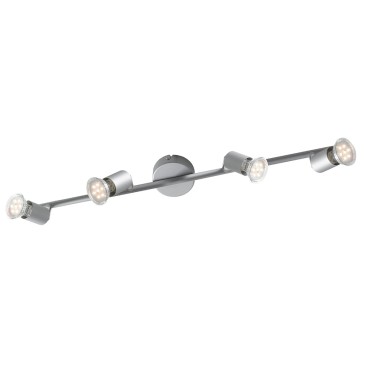 faretto spot quadruplo a LED orientabile color cromo per interni moderni