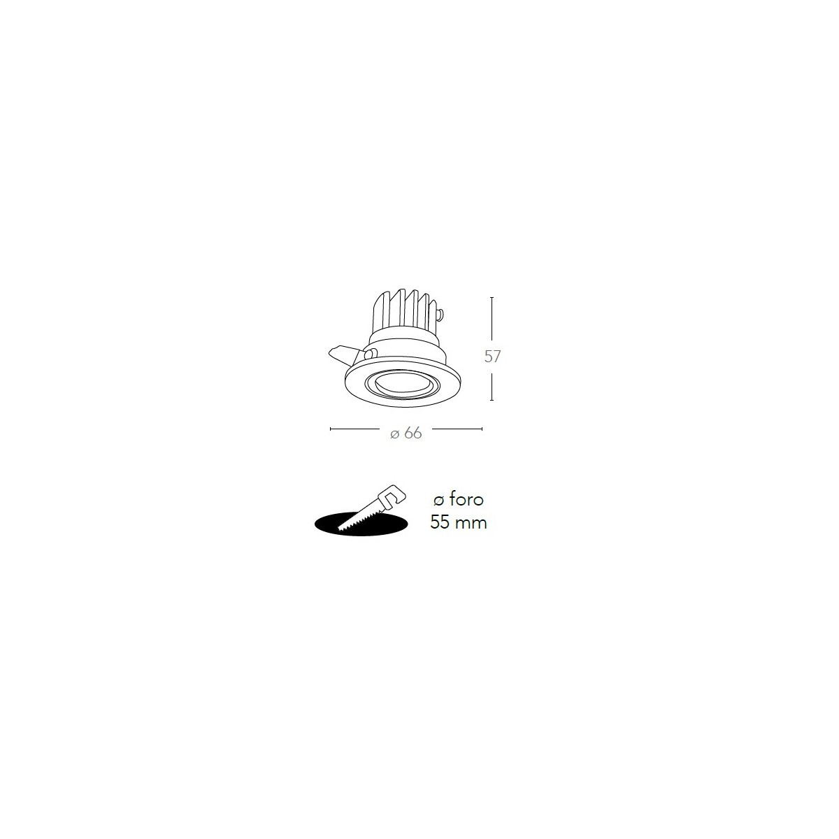 Faretto a Incasso Polaris Tondo 6,6 cm in Alluminio...