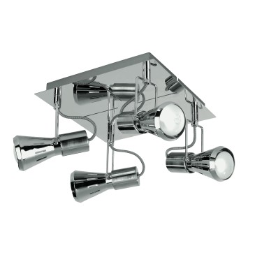 SPOT-CADILLAC-PL4 - Plafoniera squadrata a quattro luci dal colore cromato 40 watt E14