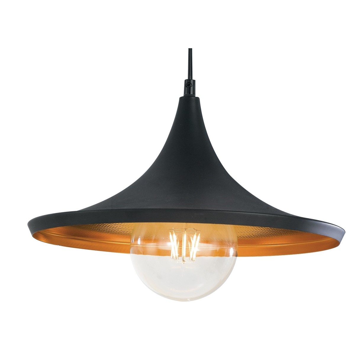 Abat-jour en métal noir avec intérieur de suspension...
