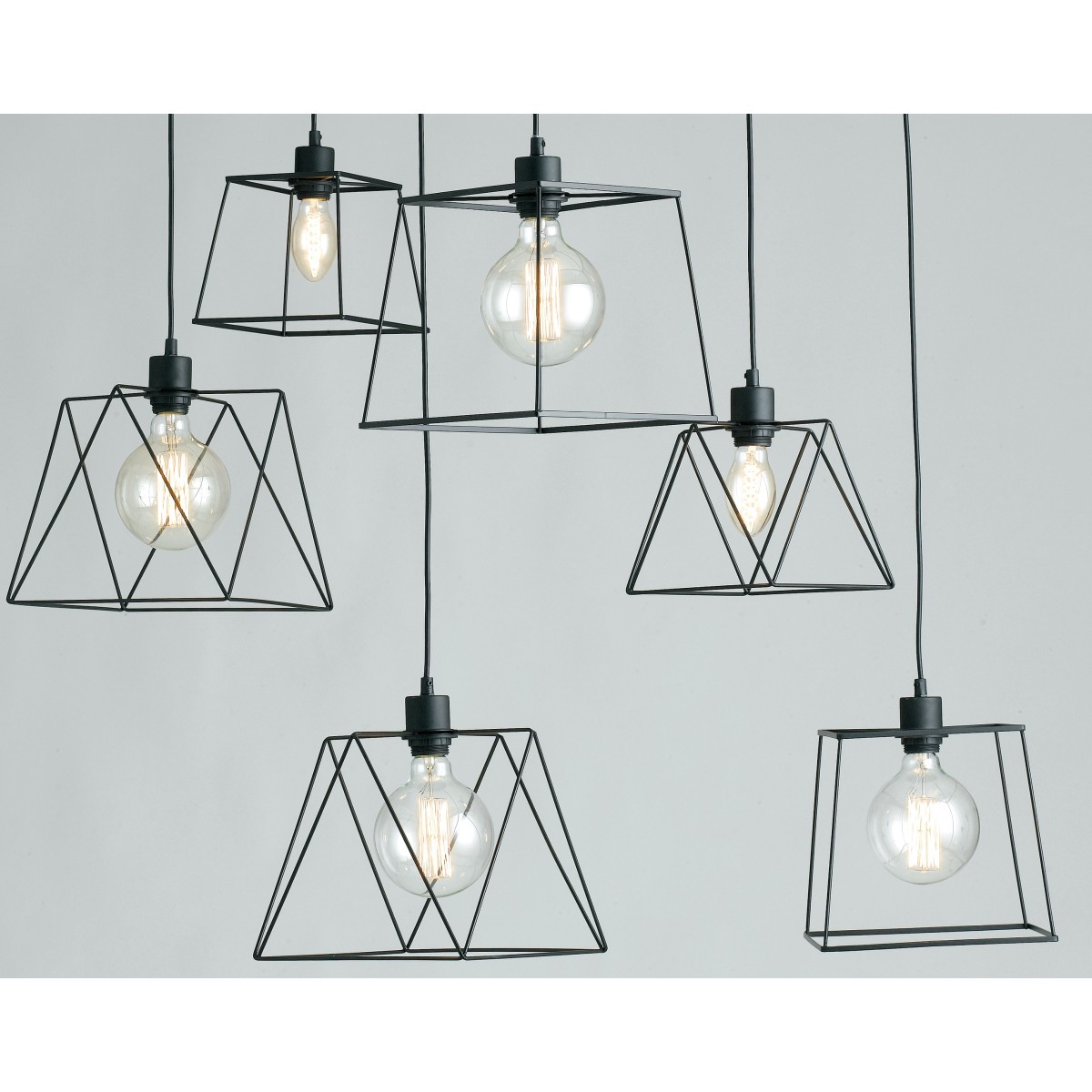 Paralumi a Gabbia in Metallo Nero Decori DIversi Linea...