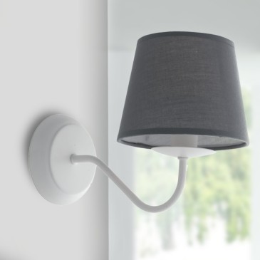 I-FAVOLA / AP1 - Applique murale Abat-jour en métal blanc Applique en tissu gris E14
