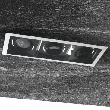 INC-APOLLO-3X10C - Faretto a Incasso Controsoffitto Bianco Nero Due Luci Orientabili 30 watt Luce Calda