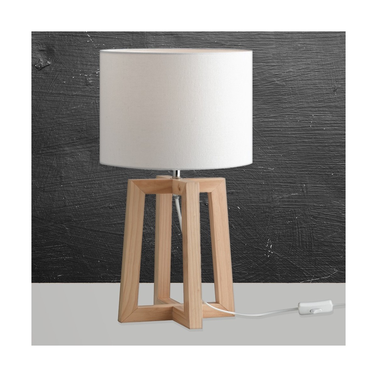 Lampe Berry avec cadre en bois naturel et abat-jour en...
