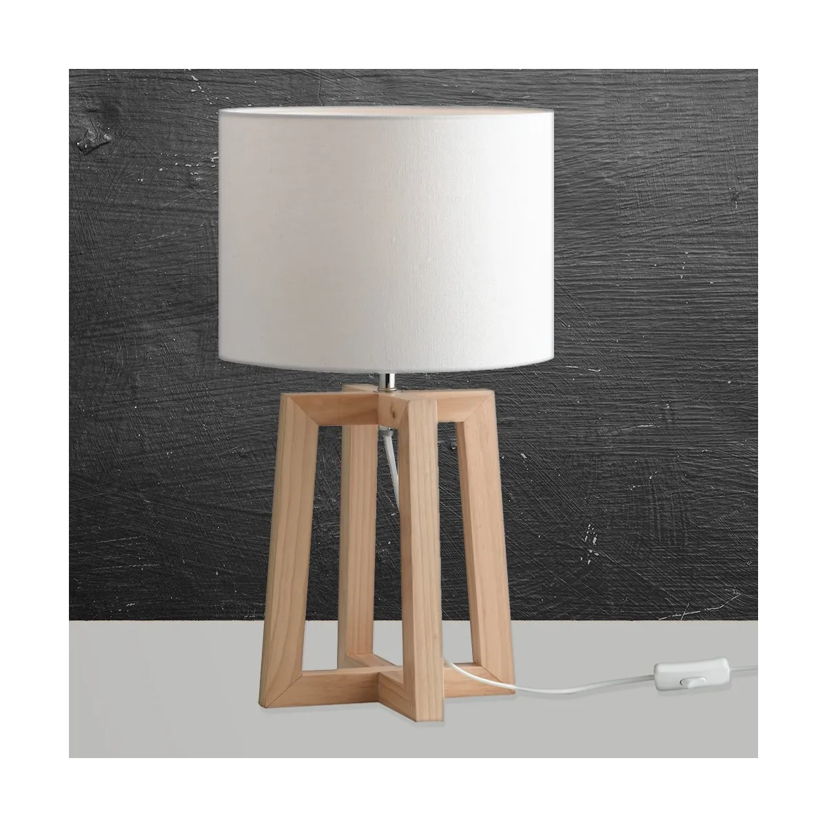 Lampe Berry avec cadre en bois naturel et abat-jour en...