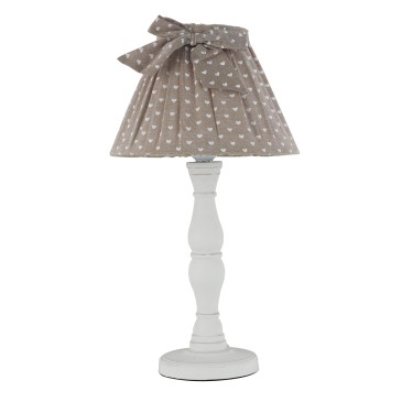 I-SWEET-LUME - Abat-jour Cadre en bois blanc Abat-jour en coton marron Classic Hearts E27