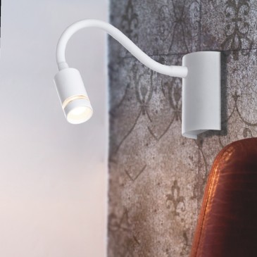 LED-KEPLER-BCO - Lampe de lecture flexible en silicone blanc moderne Lampe LED moderne 3 watts Lumière chaude