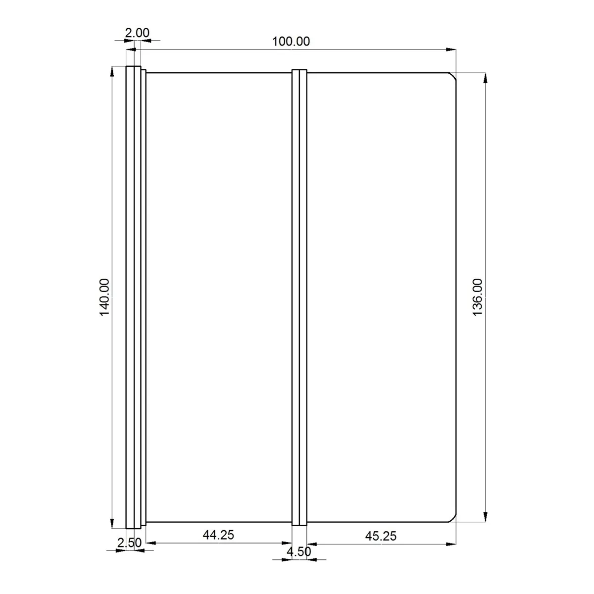 Baignoire Dessus Cristal 5 mm 80cm avec deux verres de 35