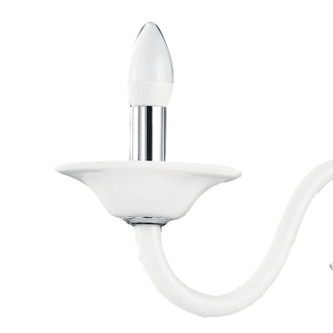 Lustre Soffio en pâte de verre blanc avec finitions chromées