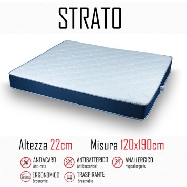 Materasso Strato 120x190 in poliuretano alto 22cm