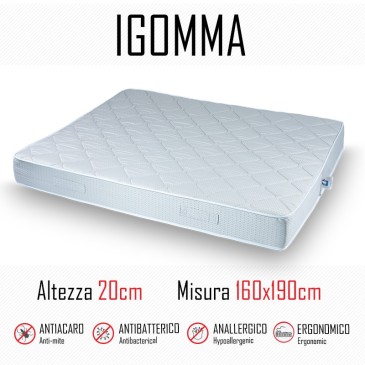 Materasso ignifugo gomma 160x190 in poliuretano alto 20cm