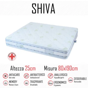 Shiva9 Zone 80x190 Matratze aus Gummi und Memory, 25 cm hoch
