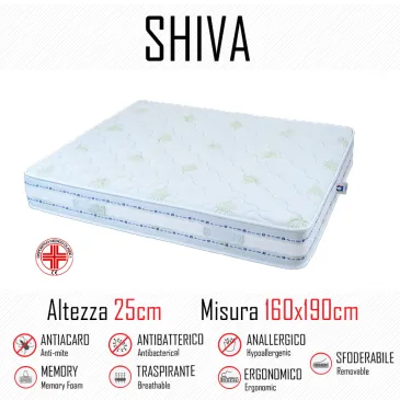Matelas Shiva9 Zone 160x190 en caoutchouc et mémoire 25cm de hauteur
