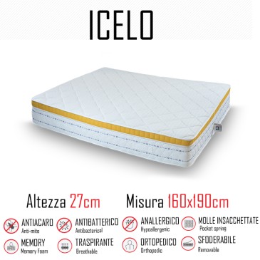 Matelas Icelando 160x190 avec ressorts indépendants et mémoire 27cm de hauteur