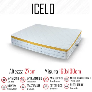 Matelas Icelando 160x190 avec ressorts indépendants et mémoire 27cm de hauteur