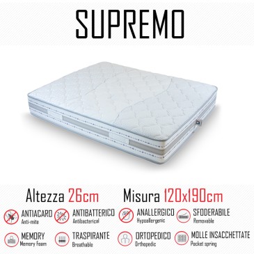 Matelas suprême 120x190 avec ressorts indépendants et mémoire hauteur 26cm