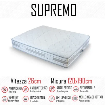 Matelas suprême 120x190 avec ressorts indépendants et mémoire hauteur 26cm