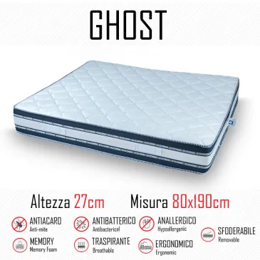 Ghost Sfod 80x190 Gummi- und Memory-Matratze, 27 cm hoch