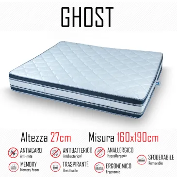 Matelas Ghost Sfod 160x190 en caoutchouc et mémoire 27cm de hauteur