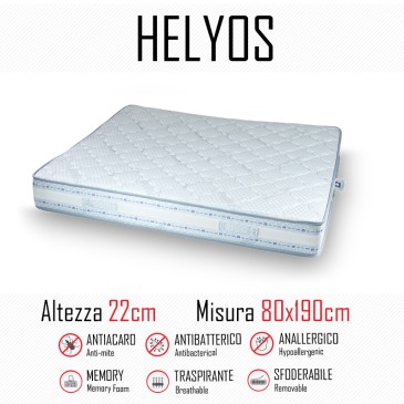 Helyos 80x190 Gummi- und Memory-Matratze, 22 cm hoch